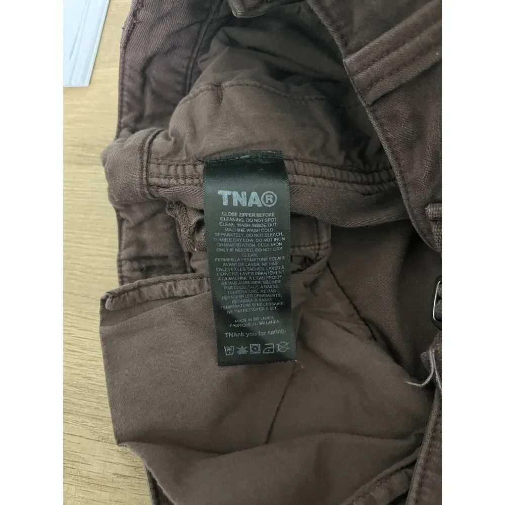 TNA Aritzia Supply Cargo Pants Size 6 Rich Mocha Relaxed Adjustable